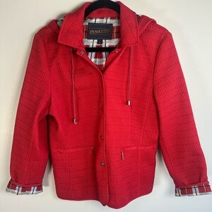 Pendleton Red Quilted Jacket with Detachable Hood Size Medium